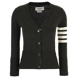 Thom Browne Klassische Cashmere V-Ausschnitt-Cardigan Braun