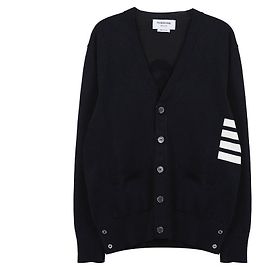 Thom Browne Cardigan de algodão com ajuste relaxado e decote em V Azul
