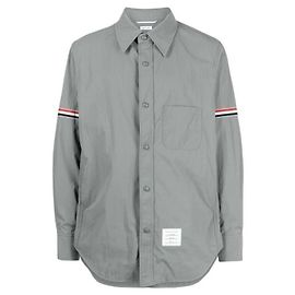 Thom Browne Giacca camicia in nylon con maniche elastiche Marrone