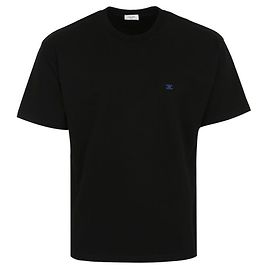 Céline Besticktes Baumwoll-Jersey-T-Shirt Schwarz