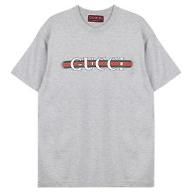 Gucci Camiseta de jersey de algodão com detalhe impresso: Marrom