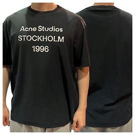 Acne Camiseta de manga corta con estampado de logo Negro
