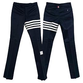 Thom Browne Pantalones Chino No Estructurados de Punto de Algodón Twill Marino Azul