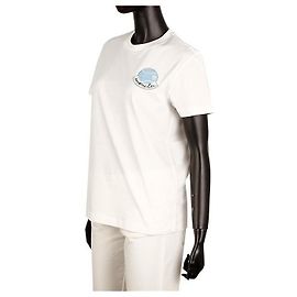 Camiseta de manga curta com patch logo Moncler Branco