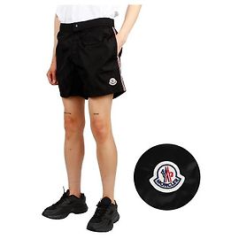 Pantaloni da bagno con patch logo Moncler Nero
