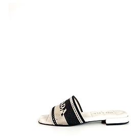 Prada Luxury Viar Women's Fabric Embroidered Logo Graphic Slide Slipper White
