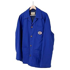 Gucci Gremlin Men's Patch Nylon Shirt Work Jacket Blue