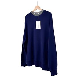 Acne Studios Men's Full Ton Neck Logo Oversized Sweatshirt Navy Blue