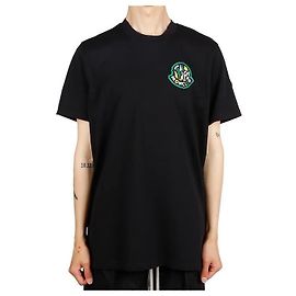 Camiseta de manga curta com patch de logo Moncler Preto