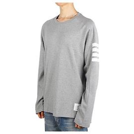 Thom Browne Langarm-T-Shirt mit diagonaler Musterung Braun