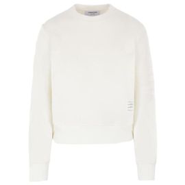 Thom Browne Stripe Reverse Loopback Sweatshirt White