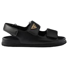 Prada Triangle Double Strap Sandals Black