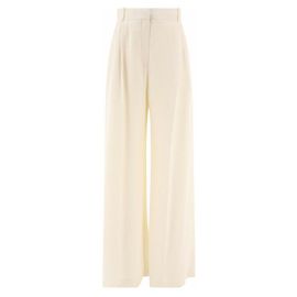 Alexander Mcqueen Pantalones de pierna ancha con doble pliegue para mujeres Blanco