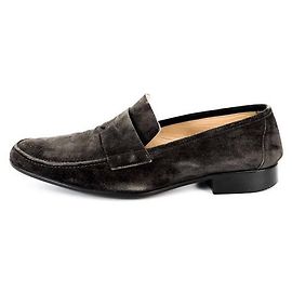 Hermès Mocassino in suede con logo da uomo Marrone