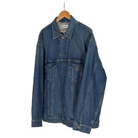 Balenciaga Luxuriöse Biar Herren Oversized Denimjacke mit gesticktem Logo - Blau Grün