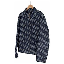 Louis Vuitton Jaqueta de caminhoneiro de denim acolchoada Damier Indigo Azul