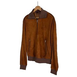 Prada Giacca Blouson in Pelle Scamosciata di Lusso Biarr Cognac Marrone