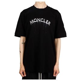 Moncler T-Shirt mit Front-Logo-Druck Schwarz