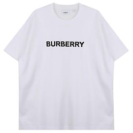 Burberry Camiseta de algodón de manga corta con estampado de logo Blanco