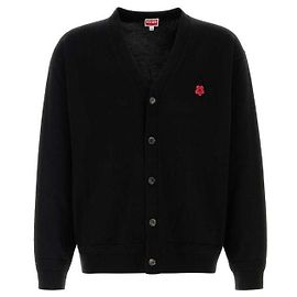 Kenzo Blumenbestickter Wollcardigan Schwarz