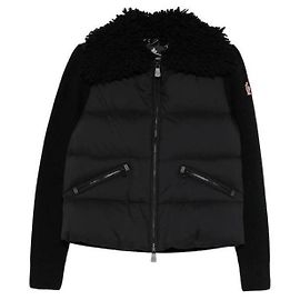 Moncler Cardigã de lã com zíper acolchoado Preto