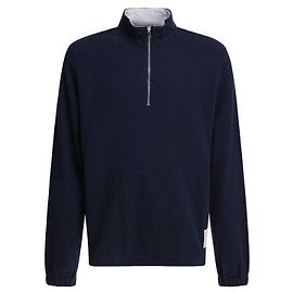 Thom Browne Pullover classico in jersey con mezza zip Blu