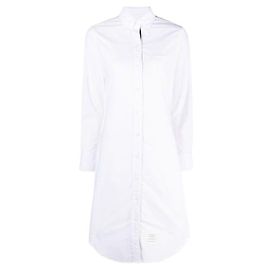 Thom Browne Abito Camicia con Placket in Grograine Oxford Bianco
