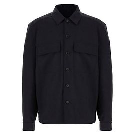 Moncler Camicia a maniche lunghe in gabardine di lana Blu