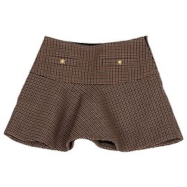 Céline Houndstooth Check Mini Skirt Size Brown