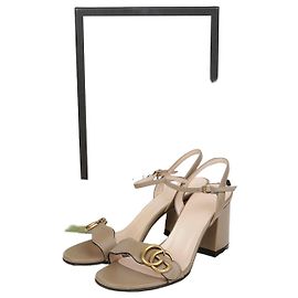 Gucci GG Marmont Mid-Heel Sandalen Braun