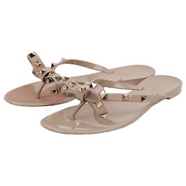 Valentino Chancla Rockstud Ribbon Tamaño Rosa