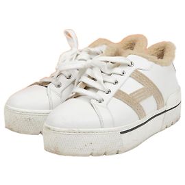 Hermès Size Shearling Sneakers White