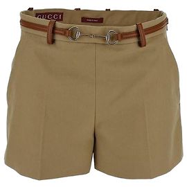 Gucci Bermuda de Algodão Horsebit Marrom