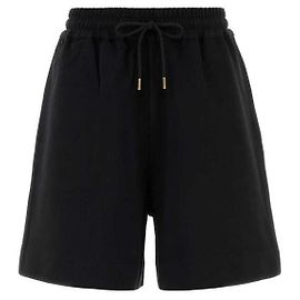 Moncler Bermuda de algodão com patch de logo Preto