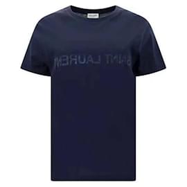 Saint Laurent Reverse Logo T-Shirt Blue