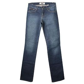 Moschino Gewaschene Jeans mit Perlenherz Blau