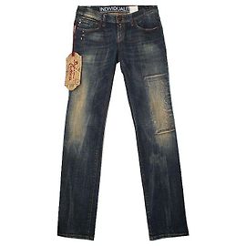 Calça jeans azul com lavagem danificada Armani Jeans Azul