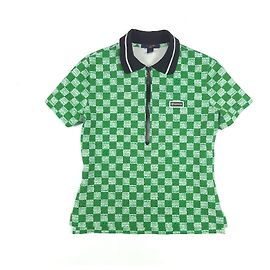 Louis Vuitton Polo a maniche corte con zip Damier LV per donne Verde