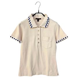 Louis Vuitton Polo de manga curta Damier LV para mulheres Marrom