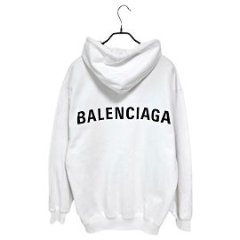 Balenciaga Weißer Logo-Kapuzenpullover Weiß