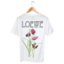 Loewe Kurzarm-T-Shirt mit botanischem Logo Weiß