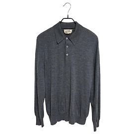 Hermès Strickpullover mit Cashmere-Kragen Logo Braun