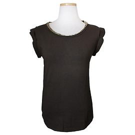 Dolce & Gabbana Camiseta com decote dourado Marrom