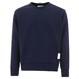 Thom Browne Gestreifter Loopback-Jersey-Sweatshirt Blau