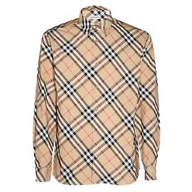 Burberry Camisa de cuadros de algodón Blanco