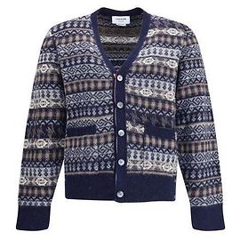 Thom Browne Brushed Shetland Merino Wool Blend Pair Blue