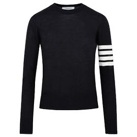Thom Browne Wool Bar Relaxed Pullover Knit Blue