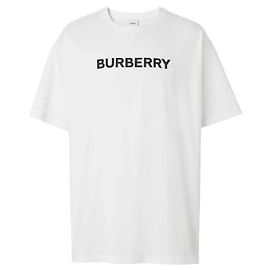 Burberry Camiseta de algodón oversized con estampado de logo Blanco
