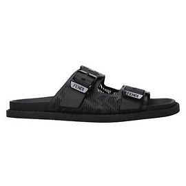 Fendi Leather Slide Sandals Black