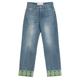 Valentino Jacquard Trimming Denim Pants Blue